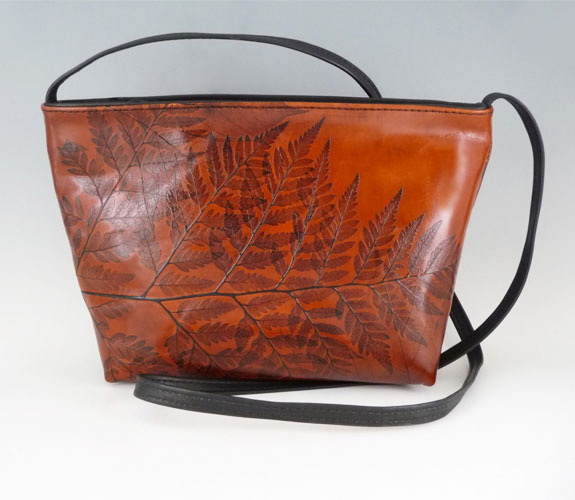 Leaf Leather Tooled Leather Commuter Bag,